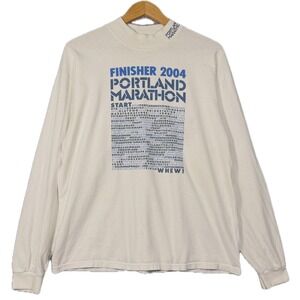 Portland Marathon Finisher 2004 Long Sleeve White Blue Anvil Cotton Deluxe Large